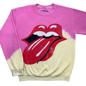 The Rolling Stones Women’s Tongue and Lips Tie Dye Crewneck Sweatshirt size S